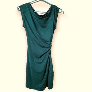 Faux suede forest green vintage dress size S stretch